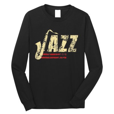 Vintage Jazz Lovers Music Band Player Saxophone Long Sleeve Shirt