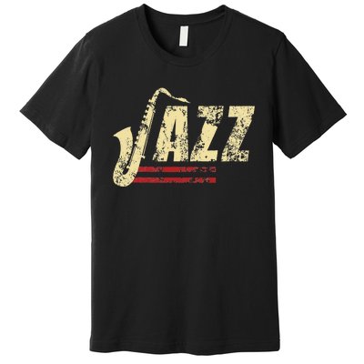 Vintage Jazz Lovers Music Band Player Saxophone Premium T-Shirt