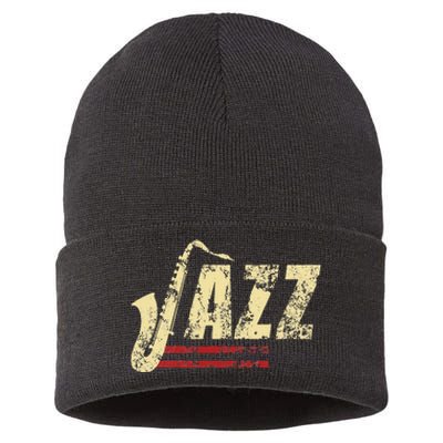 Vintage Jazz Lovers Music Band Player Saxophone Sustainable Knit Beanie