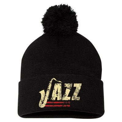 Vintage Jazz Lovers Music Band Player Saxophone Pom Pom 12in Knit Beanie