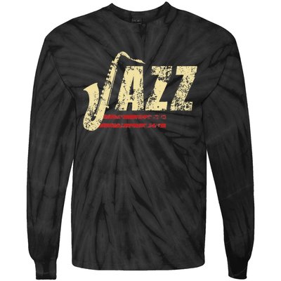 Vintage Jazz Lovers Music Band Player Saxophone Tie-Dye Long Sleeve Shirt