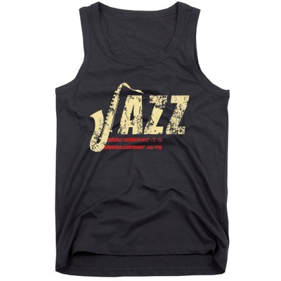 Vintage Jazz Lovers Music Band Player Saxophone Tank Top