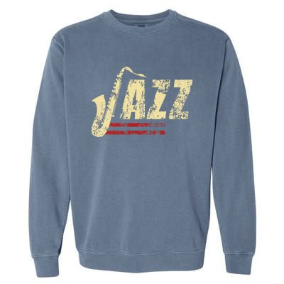 Vintage Jazz Lovers Music Band Player Saxophone Garment-Dyed Sweatshirt