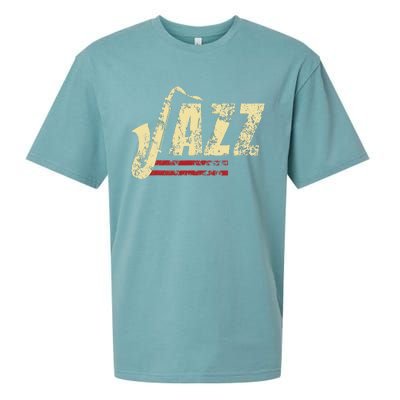 Vintage Jazz Lovers Music Band Player Saxophone Sueded Cloud Jersey T-Shirt