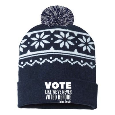 Vote John Lewis Quote Like We've Never Voted Before USA-Made Snowflake Beanie