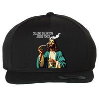 Vintage Jesus Meme Selling Salvation God Smoking Christ Wool Snapback Cap