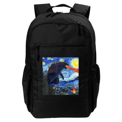 Vintage Japanese Monster Kaiju In Van Gogh Starry Night Backpack