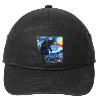 Vintage Japanese Monster Kaiju In Van Gogh Starry Night 7-Panel Snapback Hat