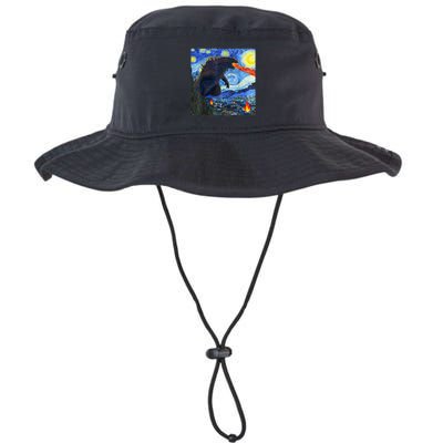 Vintage Japanese Monster Kaiju In Van Gogh Starry Night Bucket Hat