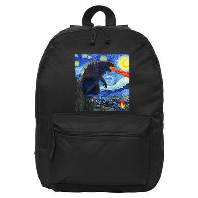 Vintage Japanese Monster Kaiju In Van Gogh Starry Night 16 in Basic Backpack
