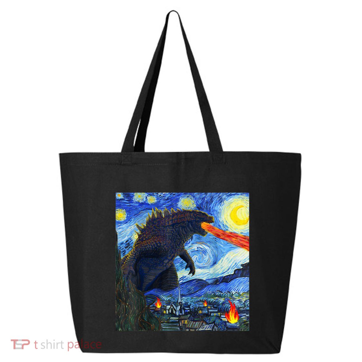 Vintage Japanese Monster Kaiju In Van Gogh Starry Night 25L Jumbo Tote