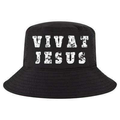 Vivat Jesus May Jesus Live Distressed Design Cool Comfort Performance Bucket Hat