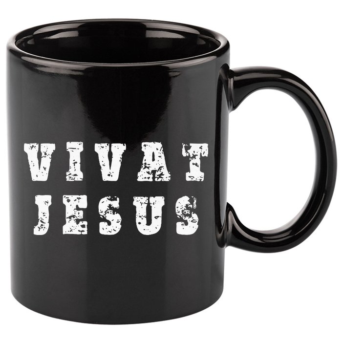 Vivat Jesus May Jesus Live Distressed Design 11oz C Handle Ceramic Mug