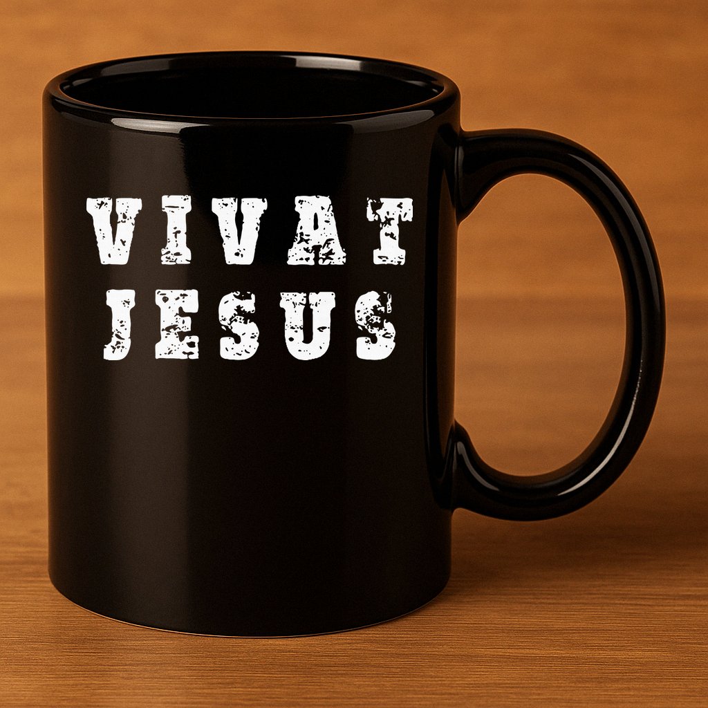 Vivat Jesus May Jesus Live Distressed Design 11oz C Handle Ceramic Mug