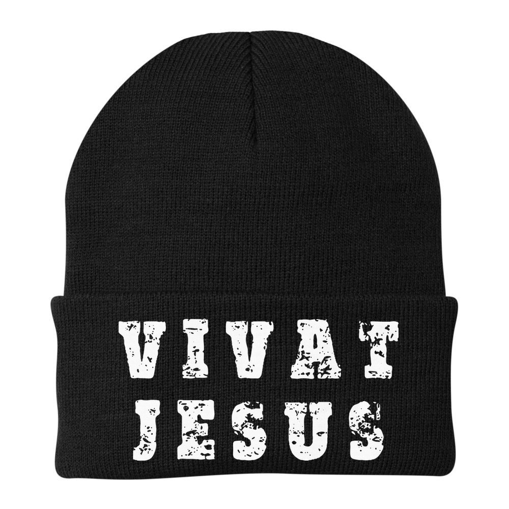 Vivat Jesus May Jesus Live Distressed Design Beanie