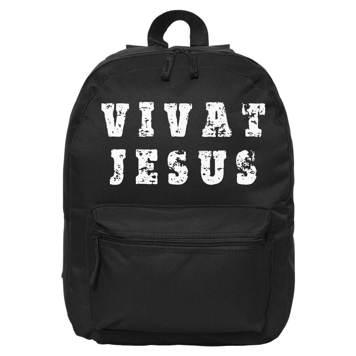 Vivat Jesus May Jesus Live Distressed Design 16 in Basic Backpack