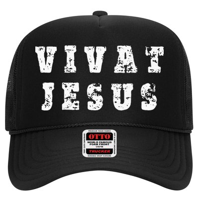 Vivat Jesus May Jesus Live Distressed Design Trucker Hat