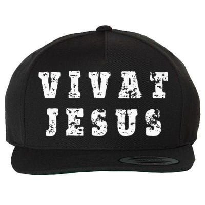 Vivat Jesus May Jesus Live Distressed Design Wool Snapback Cap