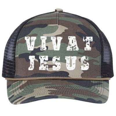 Vivat Jesus May Jesus Live Distressed Design Retro Rope Trucker Hat Cap