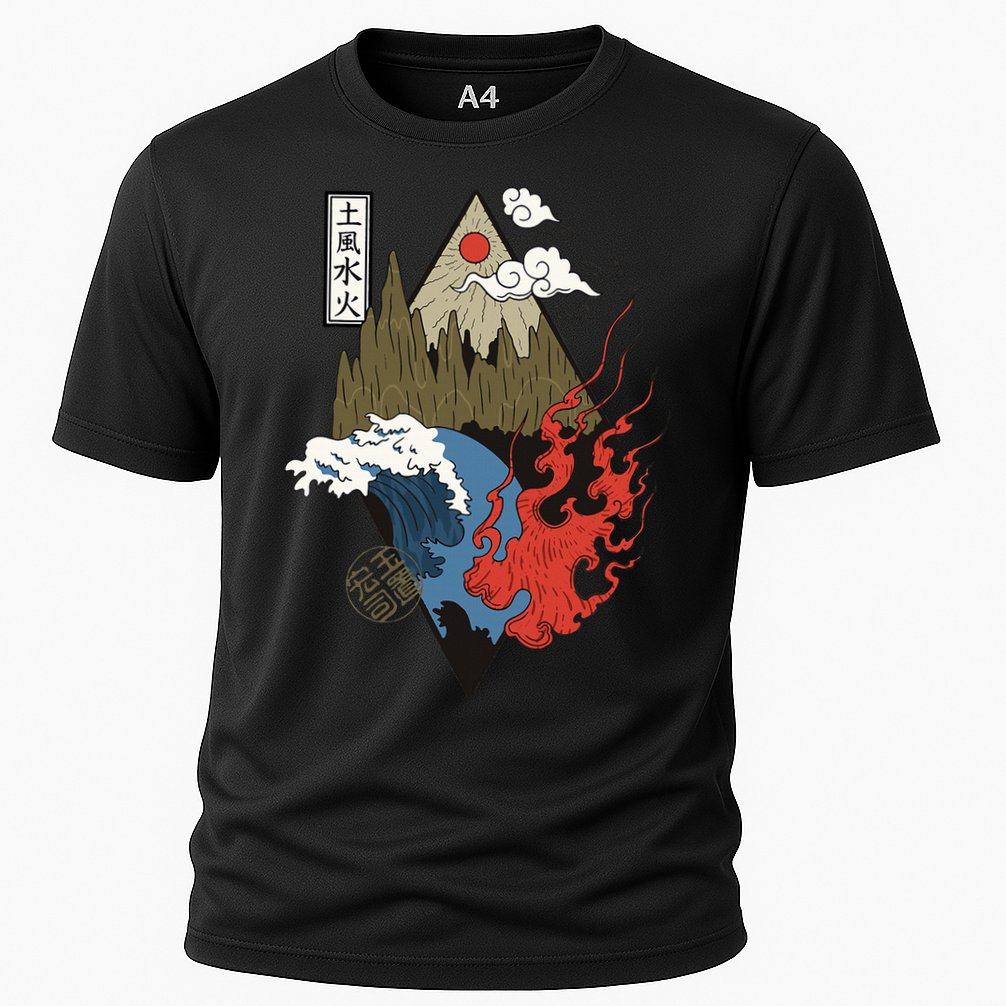 vintage Japanese Nature Elements Art Spiritual nature  Cooling Performance Crew T-Shirt