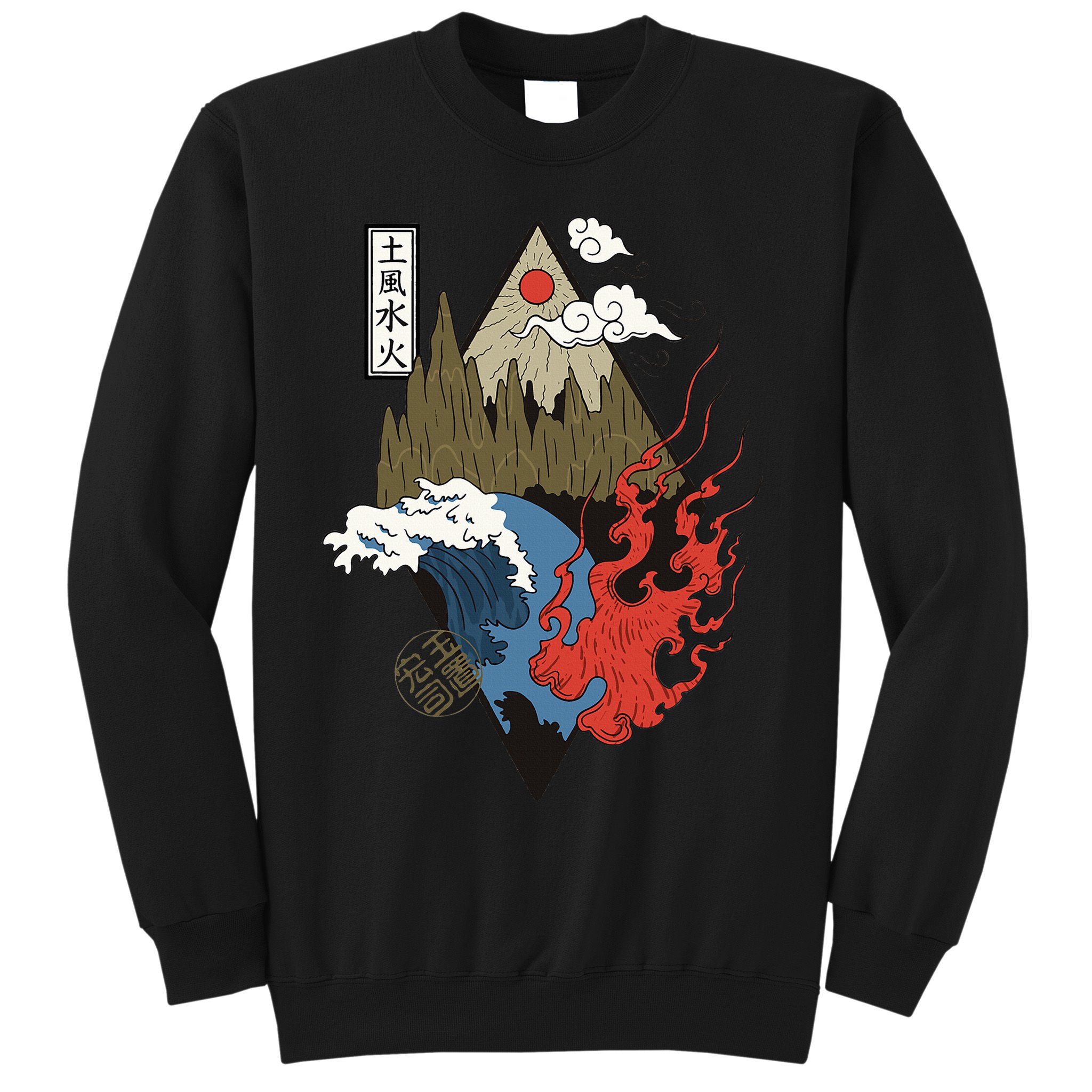 vintage Japanese Nature Elements Art Spiritual nature  Sweatshirt