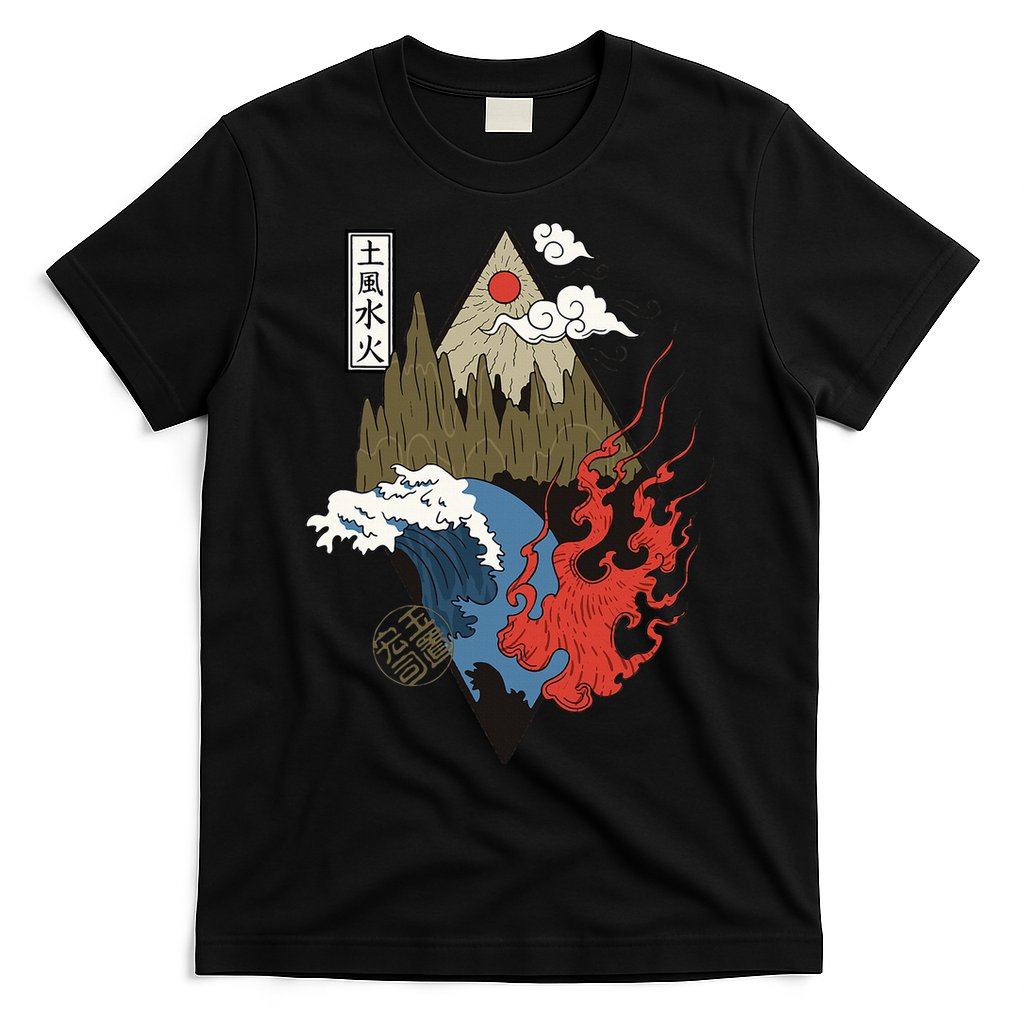 vintage Japanese Nature Elements Art Spiritual nature  T-Shirt