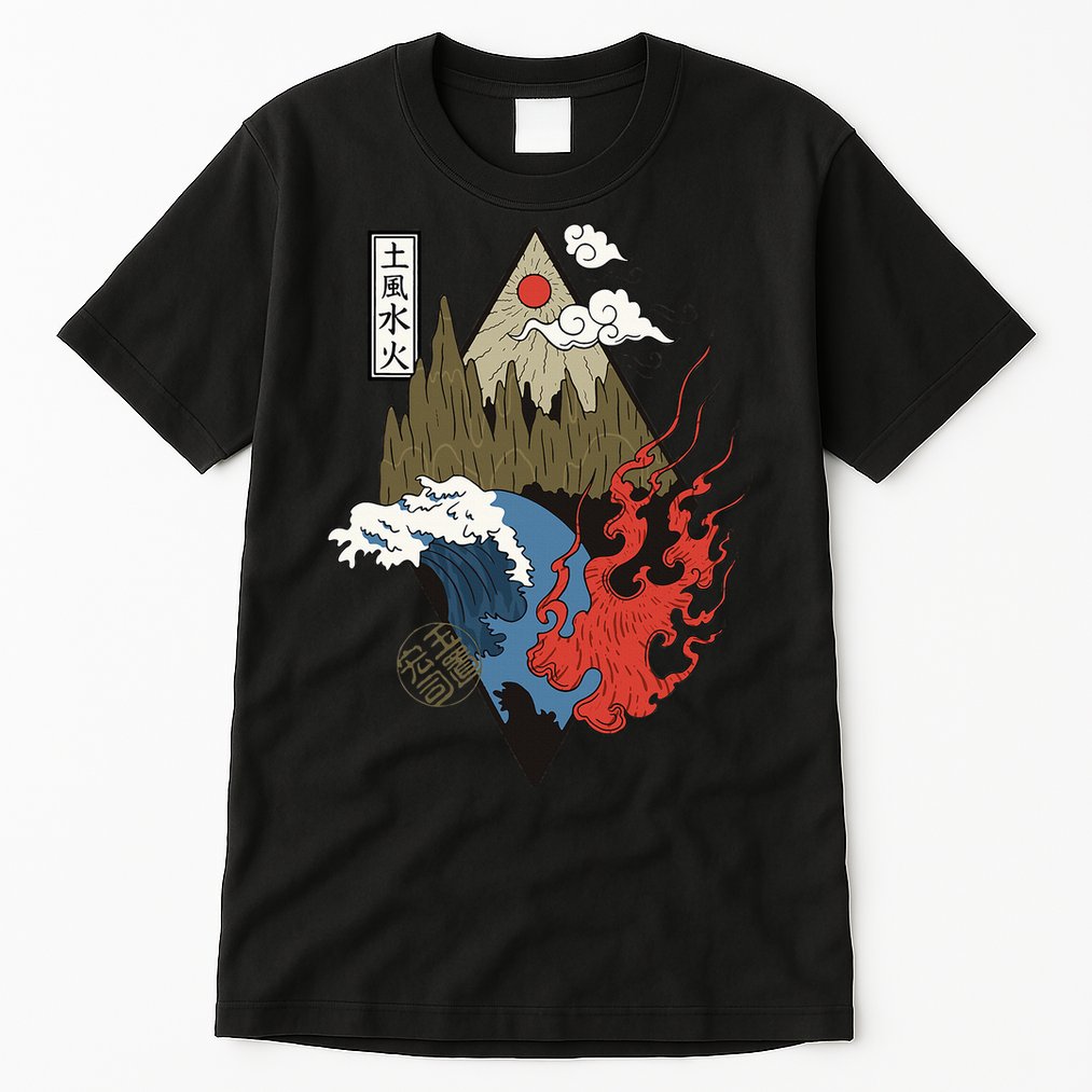 vintage Japanese Nature Elements Art Spiritual nature  Tall T-Shirt