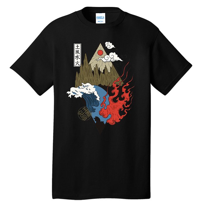 vintage Japanese Nature Elements Art Spiritual nature  Tall T-Shirt