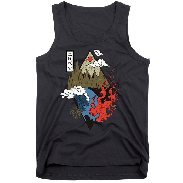 vintage Japanese Nature Elements Art Spiritual nature  Tank Top