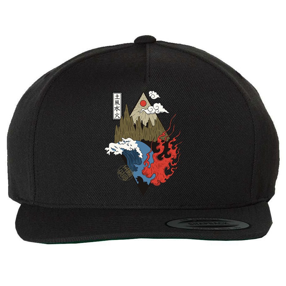 vintage Japanese Nature Elements Art Spiritual nature  Wool Snapback Cap