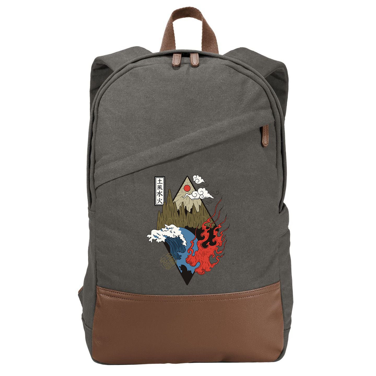 vintage Japanese Nature Elements Art Spiritual nature  Cotton Canvas Backpack