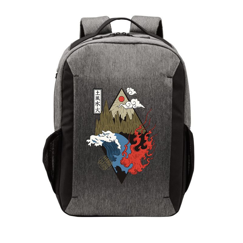vintage Japanese Nature Elements Art Spiritual nature  Vector Backpack