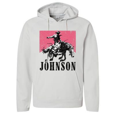 Vintage Johnson Name Personalized Performance Fleece Hoodie