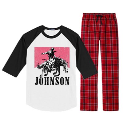 Vintage Johnson Name Personalized Raglan Sleeve Pajama Set