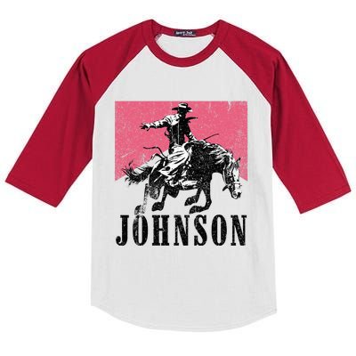 Vintage Johnson Name Personalized Kids Colorblock Raglan Jersey