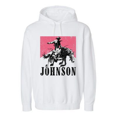 Vintage Johnson Name Personalized Garment-Dyed Fleece Hoodie