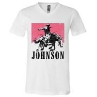 Vintage Johnson Name Personalized V-Neck T-Shirt