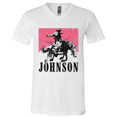 Vintage Johnson Name Personalized V-Neck T-Shirt