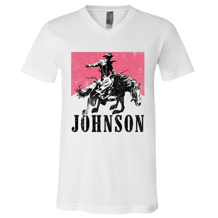 Vintage Johnson Name Personalized V-Neck T-Shirt