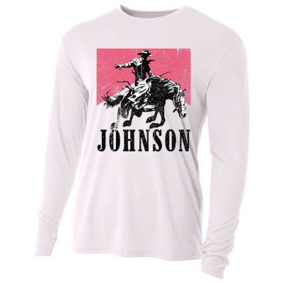 Vintage Johnson Name Personalized Cooling Performance Long Sleeve Crew