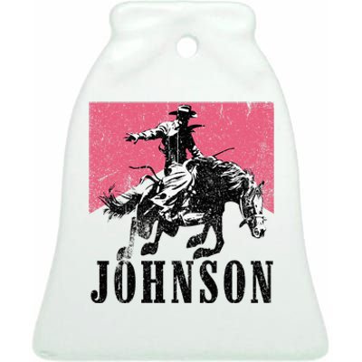 Vintage Johnson Name Personalized Ceramic Bell Ornament