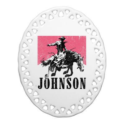 Vintage Johnson Name Personalized Ceramic Oval Ornament