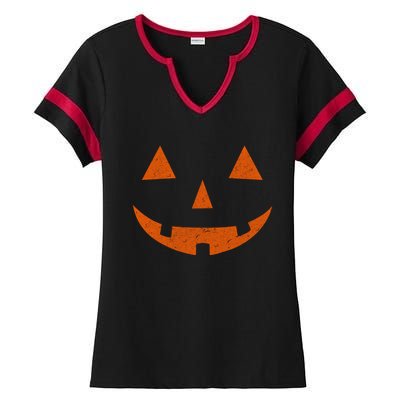 Vintage Jack O Lantern Jackolantern Pumpkin Face Gift Ladies Halftime Notch Neck Tee