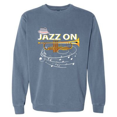 Vintage Jazz On Trumpet Player Blues Music Lovers Jazz Band Garment-Dyed Sweatshirt