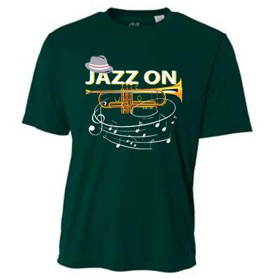 Vintage Jazz On Trumpet Player Blues Music Lovers Jazz Band Cooling Performance Crew T-Shirt