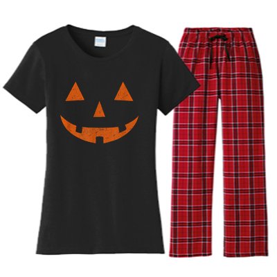 Vintage Jack O Lantern Jackolantern Pumpkin Face Women's Flannel Pajama Set