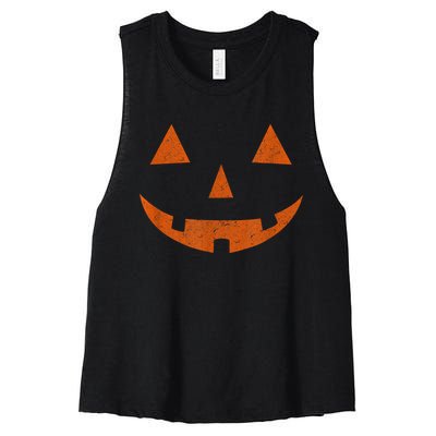 Vintage Jack O Lantern Jackolantern Pumpkin Face Women's Racerback Cropped Tank