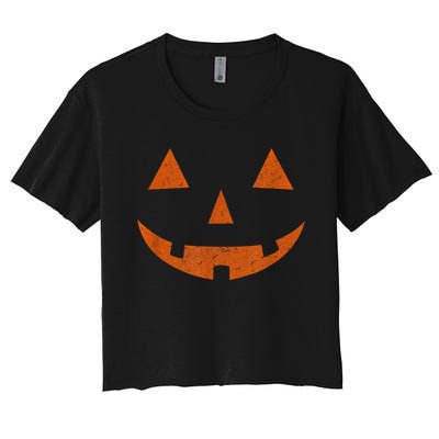 Vintage Jack O Lantern Jackolantern Pumpkin Face Women's Crop Top Tee