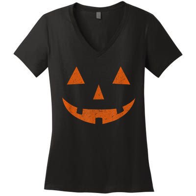 Vintage Jack O Lantern Jackolantern Pumpkin Face Women's V-Neck T-Shirt