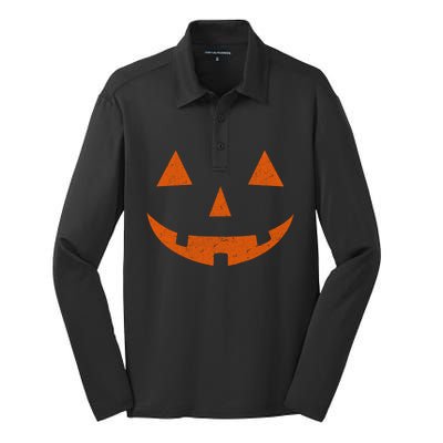 Vintage Jack O Lantern Jackolantern Pumpkin Face Gift Silk Touch Performance Long Sleeve Polo